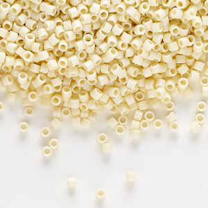 Seed bead, Delica®, glass, pkg/50g, #10 round, opaque matte rainbow ivory (DBM-0883).