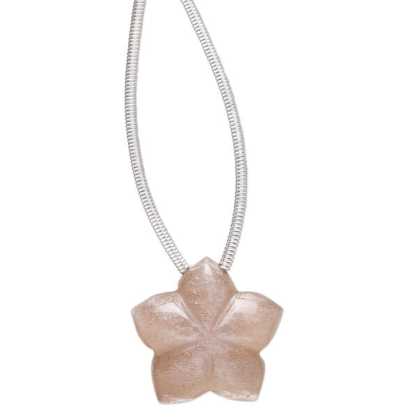 Coffee moonstone 1pkg1, hand-cut top-drilled 2-sided carved flower bead natural B grade, 16x16mm image number 0