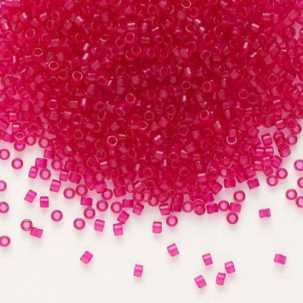Seed bead, Delica®, glass, pkg/7.5g, #11 round, translucent matte scarlet light topaz (DB-0775). image number 0