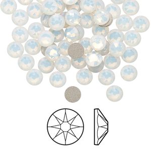 Flat back 144pk white opal foil back, Crystal Passions® 4.6-4.8mm rose round SS20 2088