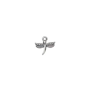 Charm, antiqued sterling silver, 10x6mm dragonfly. Sold individually.