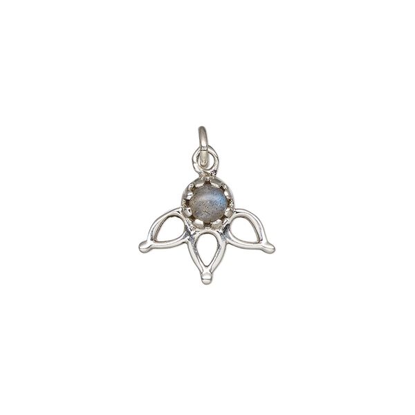 Labradorite / sterling silver 1pkg1, drop natural antiqued 14.5x12.5mm image number 0