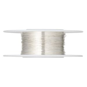 Wire, sterling silver, dead-soft, round, 32 gauge. Sold per 1/4 ounce spool, approximately 76 feet.