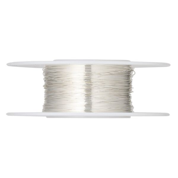 Wire, sterling silver, dead-soft, round, 32 gauge. Sold per 1/4 ounce spool, approximately 76 feet. image number 0