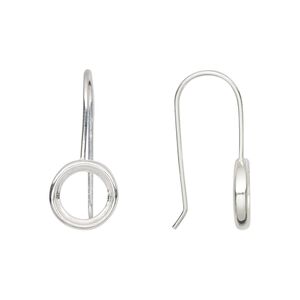 Ear wire fishhook 1pkg2 Almost Instant Jewelry® sterling silver, 23.5mm / SS39 rivoli glue-in open back setting, 20 gauge 1 pair
