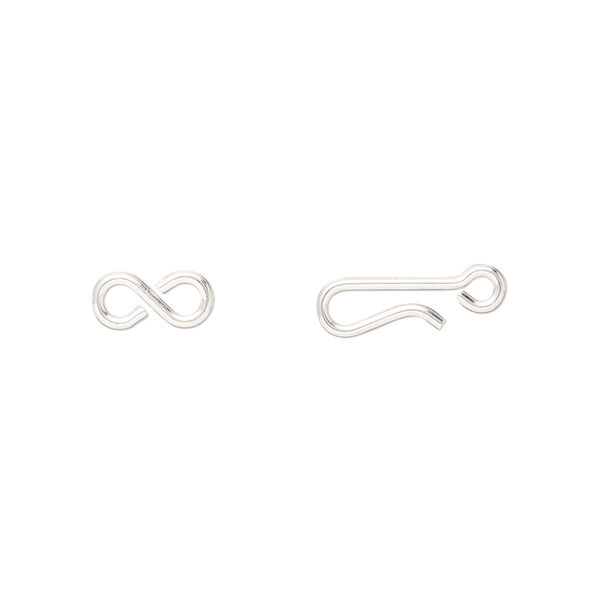 Sterling silver 1pkg1, hook-and-eye clasp 18 gauge 10x4mm / 9x4mm image number 0