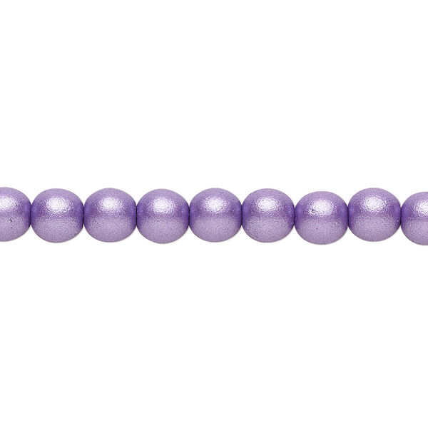 Bead, Czech glass druk, opaque satin purple, 6mm round. Sold per 15-1/2" to 16" strand. image number 0
