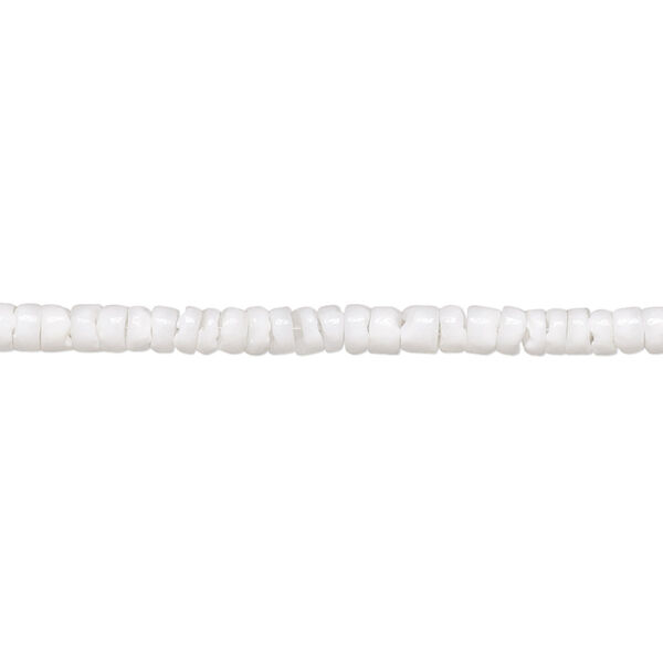 Bead, white litub shell (natural), 2-3mm hand-cut heishi, Mohs hardness 3-1/2. Sold per 24-inch strand. image number 0