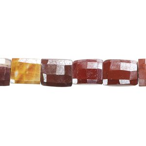 Moukaite jasper 1pkg1, hand-cut faceted puffed square / rectangle bead 7 inch 8x7mm-12x9mm