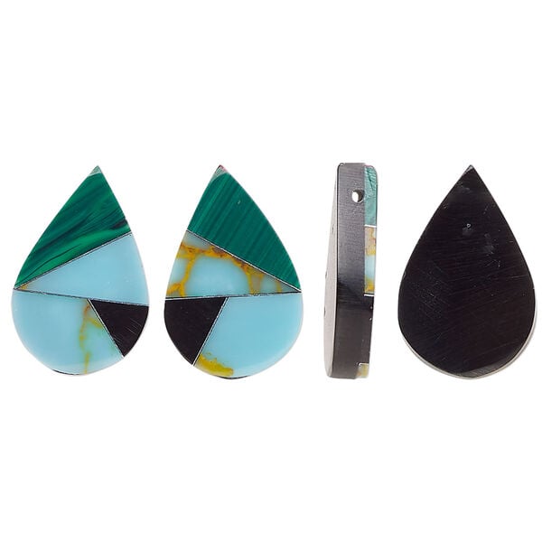 Resin 1pkg2, teardrop drop multicolored 17x11mm image number 0