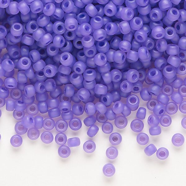 Seed bead, Dyna-Mites™, glass, transparent purple matte, #8 round. Sold per 40-gram pkg. image number 0