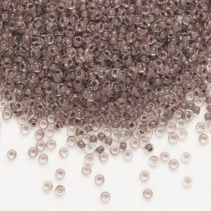 Seed bead, Preciosa Ornela Czech glass, pkg/50g, #11 rocaille, transparent terra intensive chocolate-lined clear, (08A19).