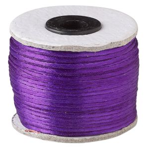 Cord, Satinique™, satin, purple, 1mm. Sold per 200-foot spool.