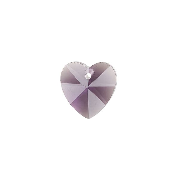 Drop, glass, transparent purple, 14mm heart. Sold per pkg of 12. image number 0