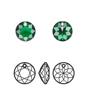 Drop 48pk majestic green, Swarovski® 10mm pendant classic cut 6430