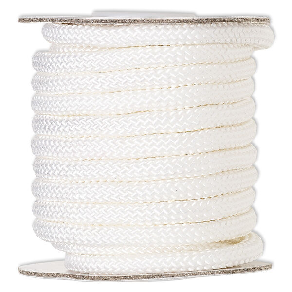 Cord, nylon, white, 5mm braided. Sold per 15-foot spool. image number 0
