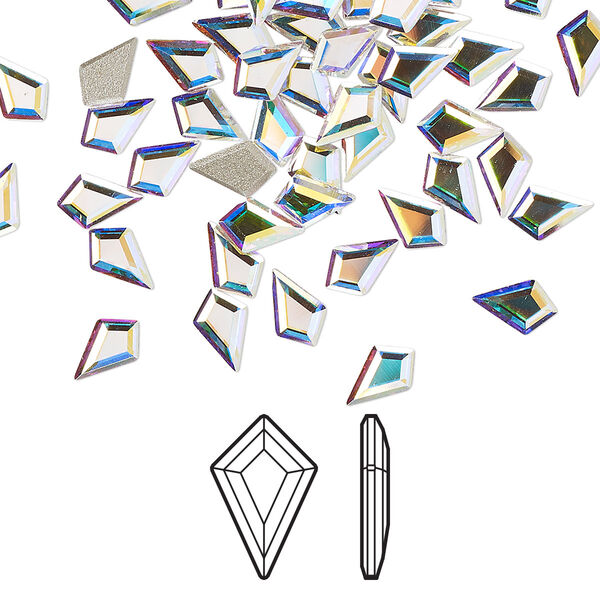 Flat back 24pk crystal AB foil back, Crystal Passions® 6.4x4.2mm kite 2771 image number 0