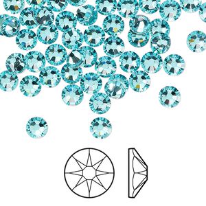 Flat back 144pk light turquoise foil back, Crystal Passions® 4.6-4.8mm rose round SS20 2088