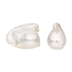 Pearl, cultured freshwater (bleached), white, 28x21mm-30x22mm baroque, C grade, Mohs hardness 2-1/2 to 4. Sold individually.