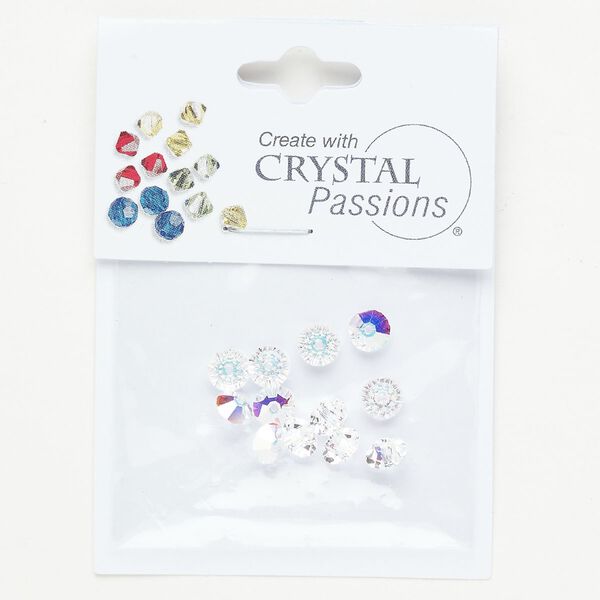 Bead 1pkg12 crystal AB, Crystal Passions®, 6x4mm saucer image number 0