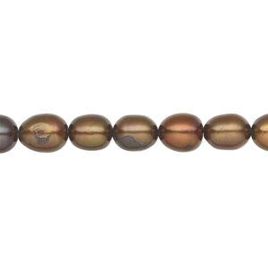Freshwater pearl 1pkg1 rice, 15 inch dark iris gold 5-7mm cultured
