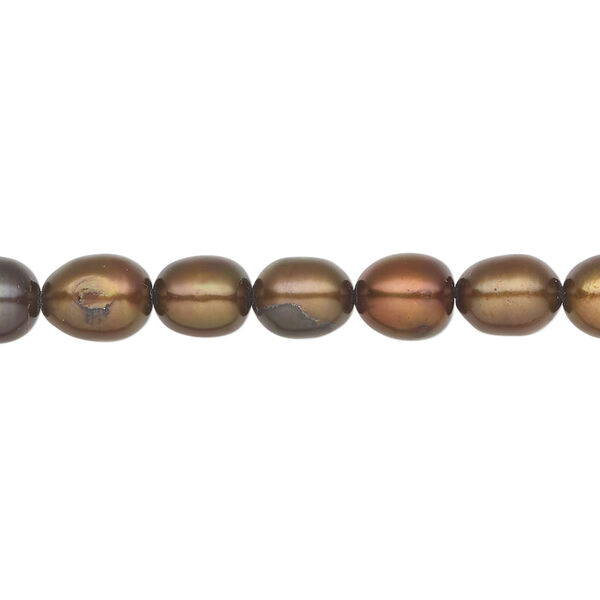 Freshwater pearl 1pkg1 rice, 15 inch dark iris gold 5-7mm cultured image number 0