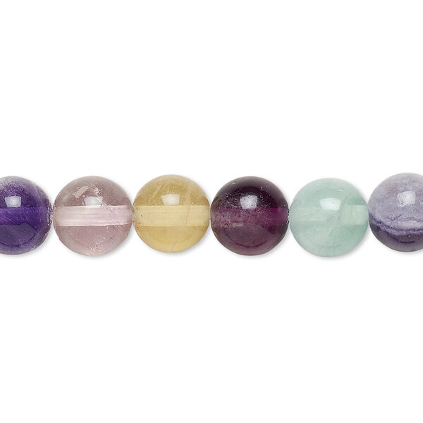 Bead, multi-fluorite (natural), 8mm round, B grade, Mohs hardness 4. Sold per 15-1/2" to 16" strand. image number 0