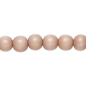 Bead, Taiwanese cheesewood (dyed / waxed), light mauve, 7-8mm round. Sold per pkg of (2) 15-1/2" to 16" strands.
