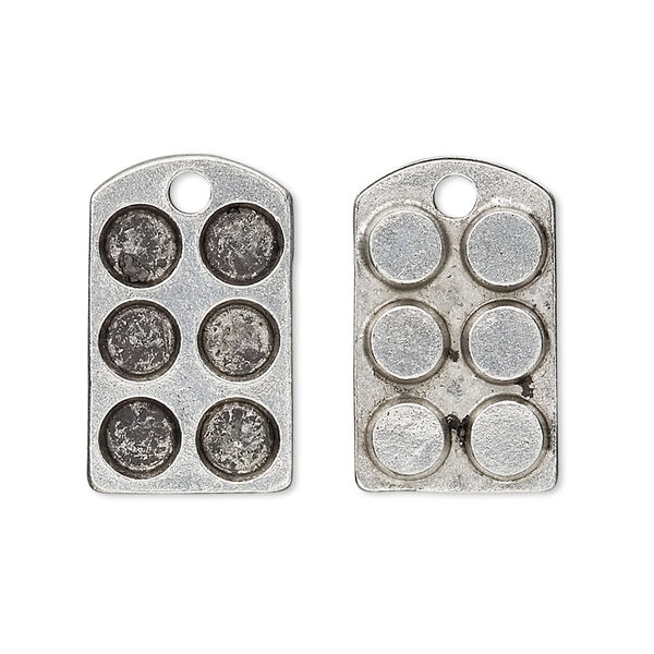 Charm, antiqued pewter (tin-based alloy), muffin pan, approx. 14x22mm. Sold per pkg of 2. image number 0