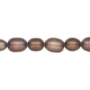 Freshwater pearl 1pkg1 rice, 14 inch light purple bronze 6-8mm cultured