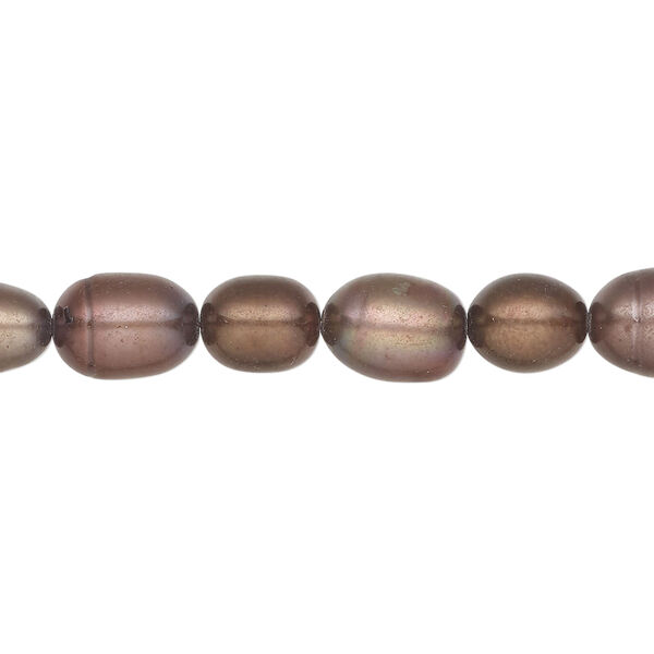 Freshwater pearl 1pkg1 rice, 14 inch light purple bronze 6-8mm cultured image number 0
