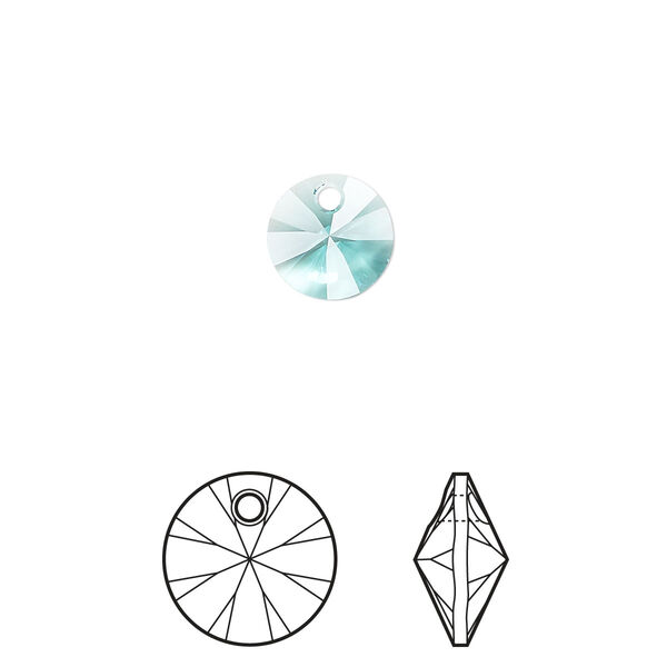 Drop 144pk light turquoise, Swarovski® 8mm pendant mini disk 6428 image number 0