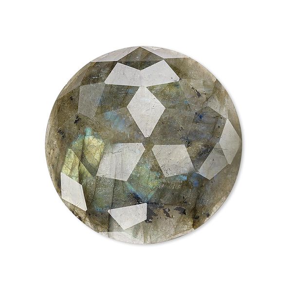 Cabochon, labradorite (natural), 30mm calibrated cube-cut round, B grade, Mohs hardness 6 to 6-1/2. Sold individually. image number 0
