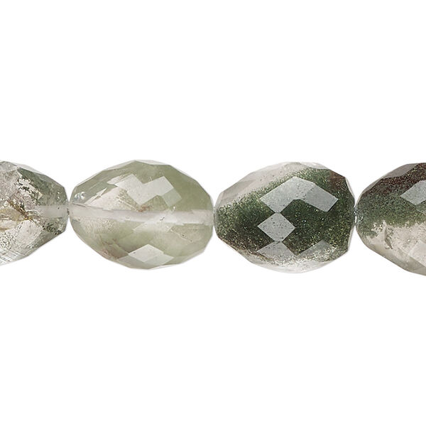 Bead, lodolite (natural), small to medium hand-cut faceted nugget, Mohs hardness 7. Sold per 8-inch strand, approximately 15 beads. image number 0