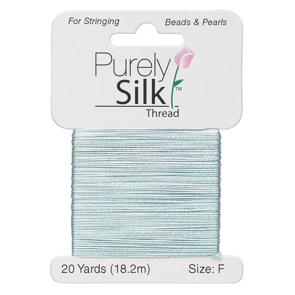 Thread, Purely Silk™, pale green, size F. Sold per 20-yard card. image number 0