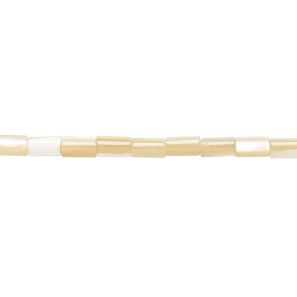 Bead, mother-of-pearl shell (natural), 5x3mm round tube, Mohs hardness 3-1/2. Sold per 15-1/2" to 16" strand. image number 0