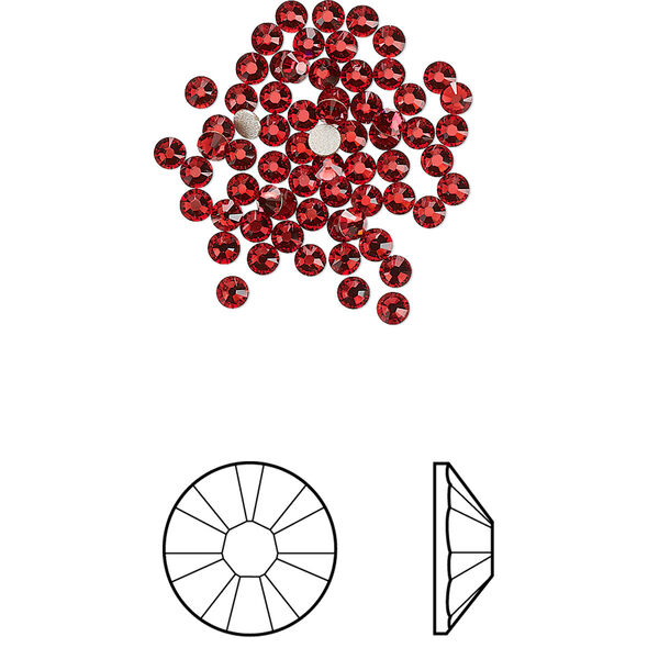 Flat back 144pk scarlet foil back, Crystal Passions® 2.1-2.3mm rose round SS7 2058 image number 0