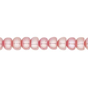 Pearl, cultured freshwater (dyed), blush, 6-7mm button, C grade, Mohs hardness 2-1/2 to 4. Sold per 15-1/2" to 16" strand.