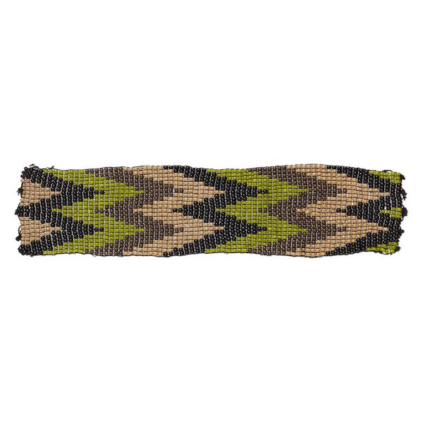 Component, glass, multicolored, 6x1-1/2 inch double-sided rectangle with zigzag pattern. Sold individually. image number 0