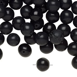 Bead, vintage India glass, opaque black, 7-8mm round with 0.8mm hole. Sold per pkg of 100.
