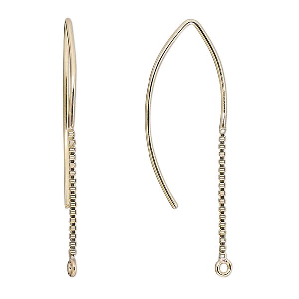 Ear wire 1pkg2 14Kt gold-filled, 38mm marquise / 1mm box chain / closed loop, 18 gauge 1 pair image number 0