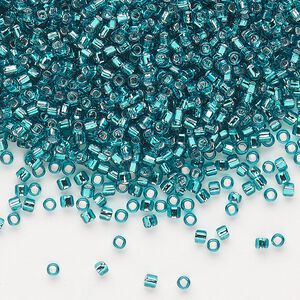 Seed bead, Dyna-Mites™, glass, pkg/1/2kg, #11 round, transparent silver-lined teal blue, (81:SR 11/0 SR).