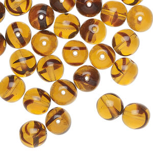 Bead 1pkg50, Czech glass druk, transparent tortoise, 8mm round.