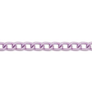 Chain 1pkg1 curb, 4mm, aluminum / anodized light purple 25 foot unfinished