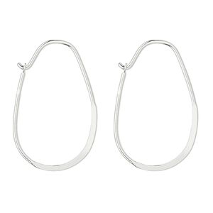 Earring hoop 1pkg10 sterling silver, 31mm oval / flat wire, 18 gauge 5 pair