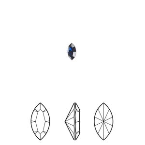 Fancy stone 720pk dark sapphire foil back, Swarovski® ReCreated™ 5x2.5mm navette 4228