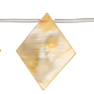 Bead, mother-of-pearl shell (dyed), orange, 35x4mm-37x8mm top-drilled flat diamond, Mohs hardness 3-1/2. Sold per 15-inch strand, approximately 10 beads.