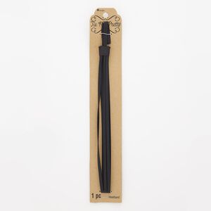 Headband, 3-strip, faux leather and elastic, black, 13mm wide, 21 inches. Sold individually.