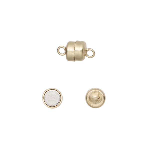 Clasp, magnetic, antique gold-finished brass, 7x6mm barrel. Sold per pkg of 10. image number 0