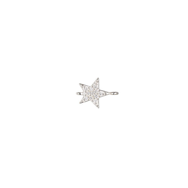 Link, sterling silver and cubic zirconia, clear, 7x6.5 star. Sold individually. image number 0